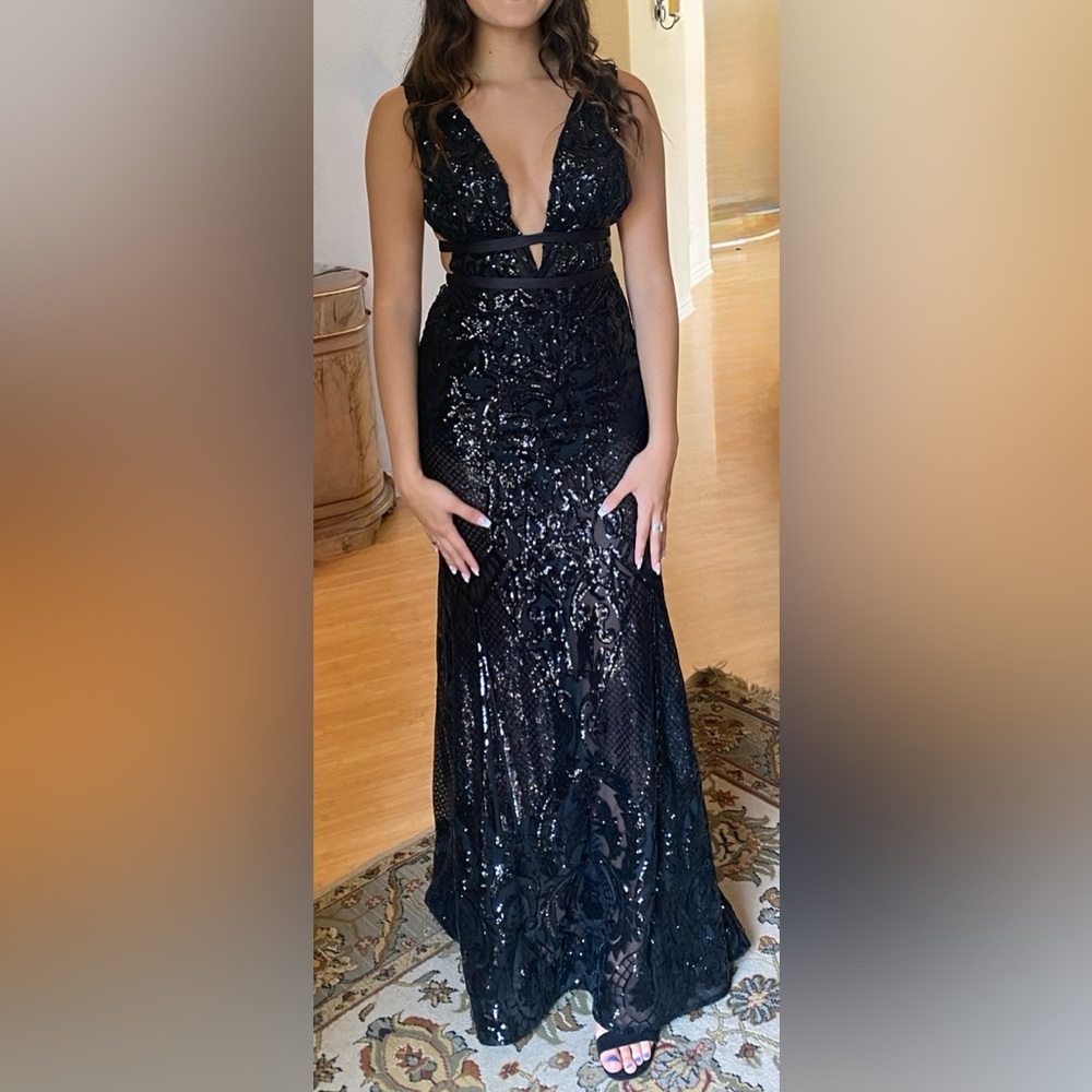 Prom Black Sequin Gown Dress
